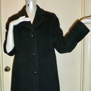LL Bean Bellandi Italy Charcoal Gray Wool Double Breasted Pea Coat - Size 14REG